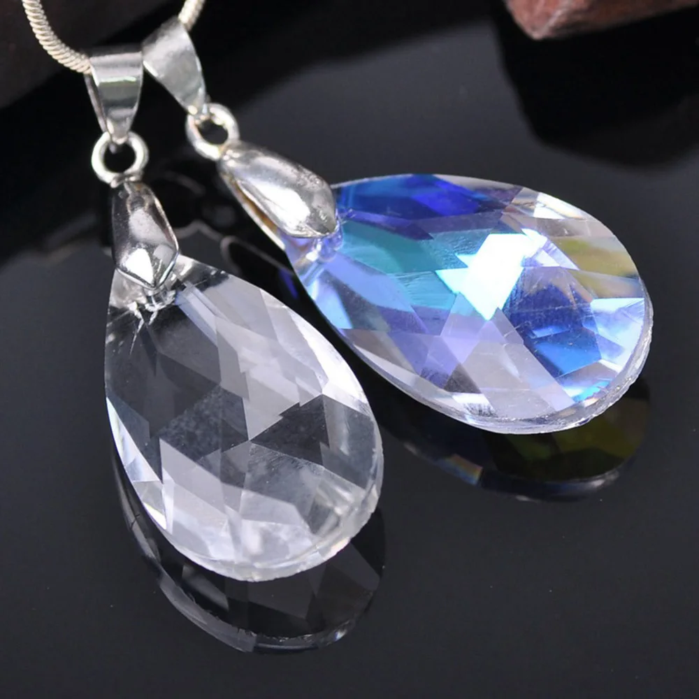 Teardrop 22mm 28mm 38mm Prism Faceted Crystal Glass Loose Crafts Pendant Beads For Jewelry Making DIY Curtain Chandelier