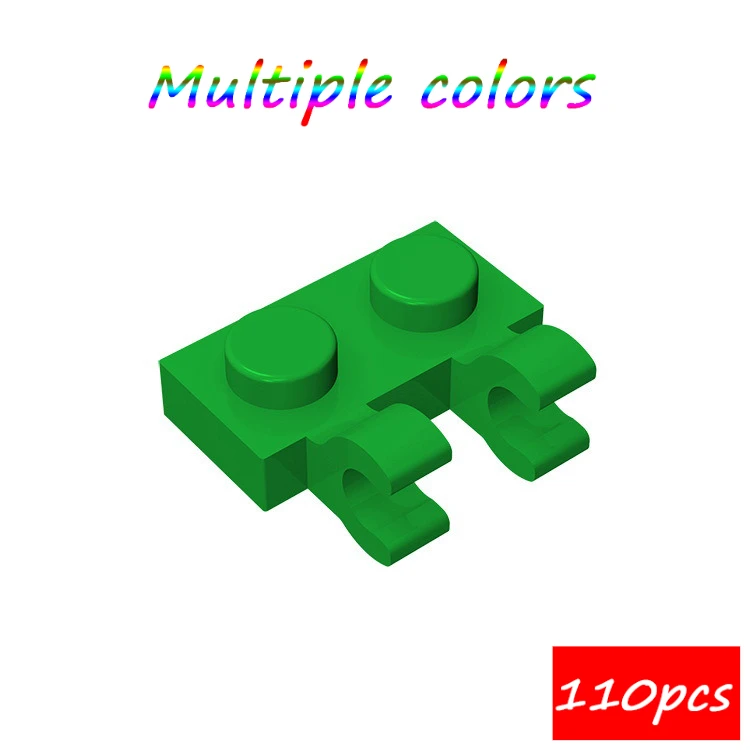 

MOC 100 шт. 60470 модифицированный 1x2 горизонтальный комплект строительных блоков с 2 U-образными зажимами, кирпичи, игрушка-головоломка, подарки на день рождения для детей