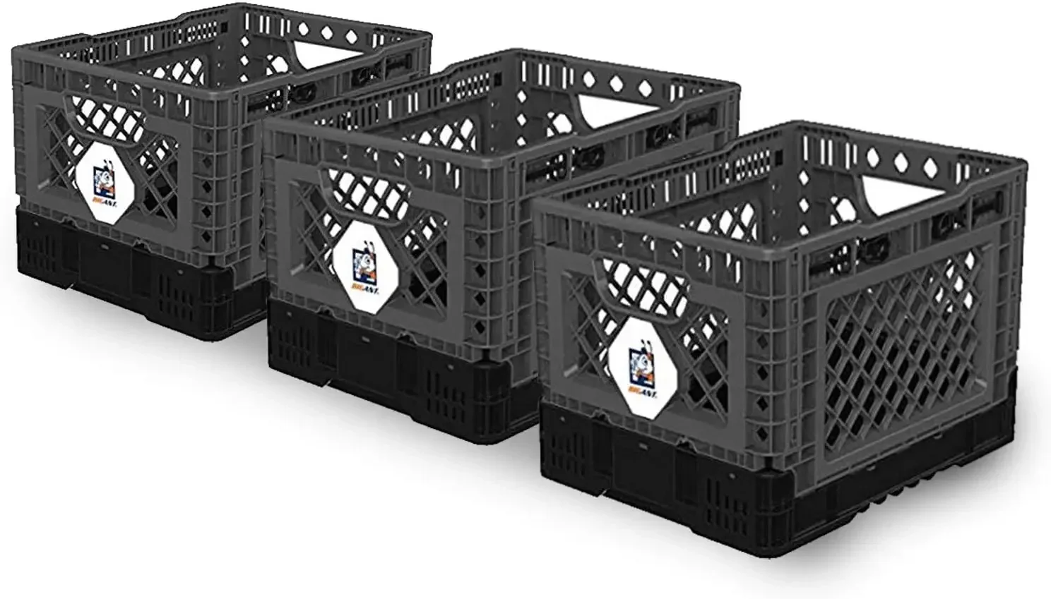 Heavy Duty Collapsible & Stackable Plastic Milk Crate - Snap Lock Foldable Industrial Garage Storage Bin Container Utility Tote