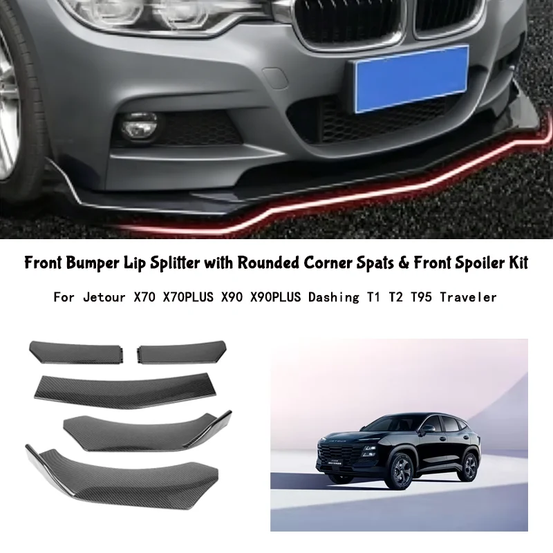 5-Segment Adjustable Front Bumper Lip Splitter Body Kit For Jetour X70 X70PLUS X90 X90PLUS Dashing T1 T2 T95 Traveler