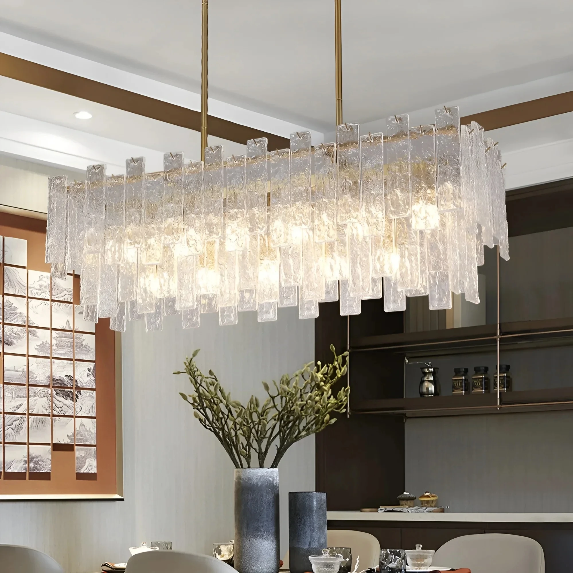 Modern Luxury Classy Glass  Chandelier Elegant Home-applicant LED E14 Dimmable Lighting For Dining Area Island Table