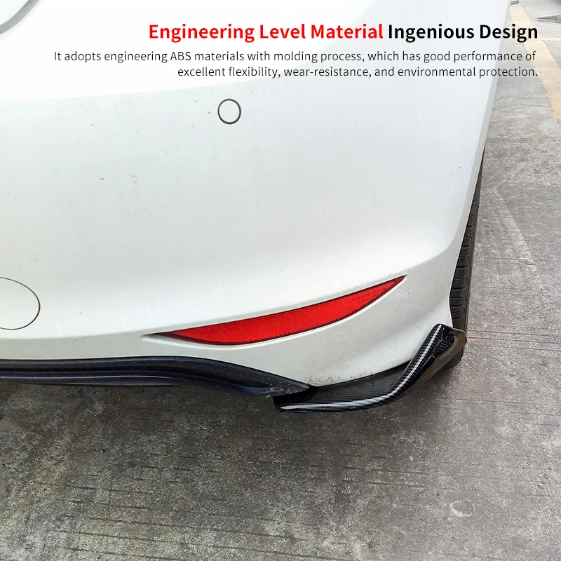 For Golf MK7 8 2014-2023 2020 Car Rear Bumper Splitters Aprons Trunk Lip Spoiler Canard Wing Diffuser Wrap Angle Protector ABS