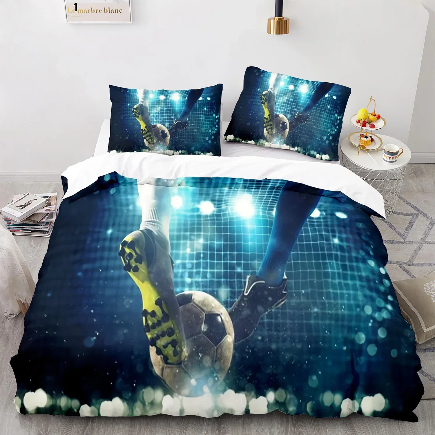 

Teen Room Soccer Sports Game Comfortable Duvet Quilt Cover Pillowcase Bedding Set Children Bedroom Decoration Home Textile