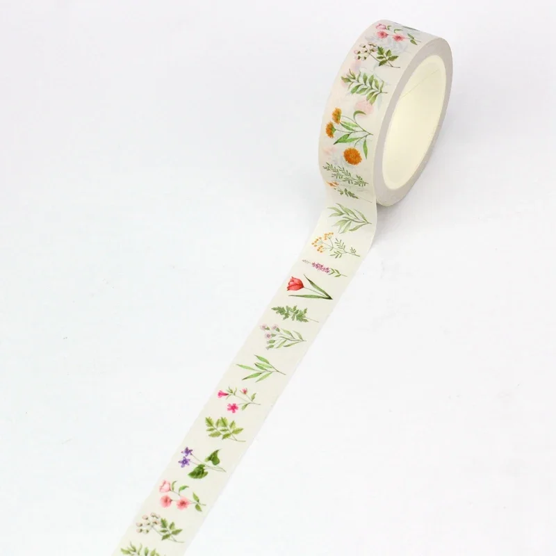 2024 NEW 1PC. 10M Decor botanical flower set Washi Tape for Scrapbooking Diary Adhesive Masking Tape Kawaii Stationery