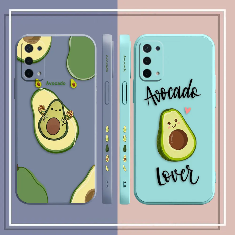 Cute Summer Avocado Phone Case For OPPO A52 A54 A55 A57 A78 A72 A73 A74 A91 A93 A92S A94 A95 A96 A15 4G 5G Case Funda  Shell