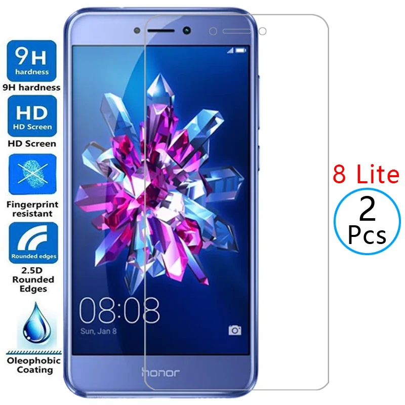 protective tempered glass for huawei honor 8 lite screen protector on honor8lite honer onor hono 8lite light 8light safety film