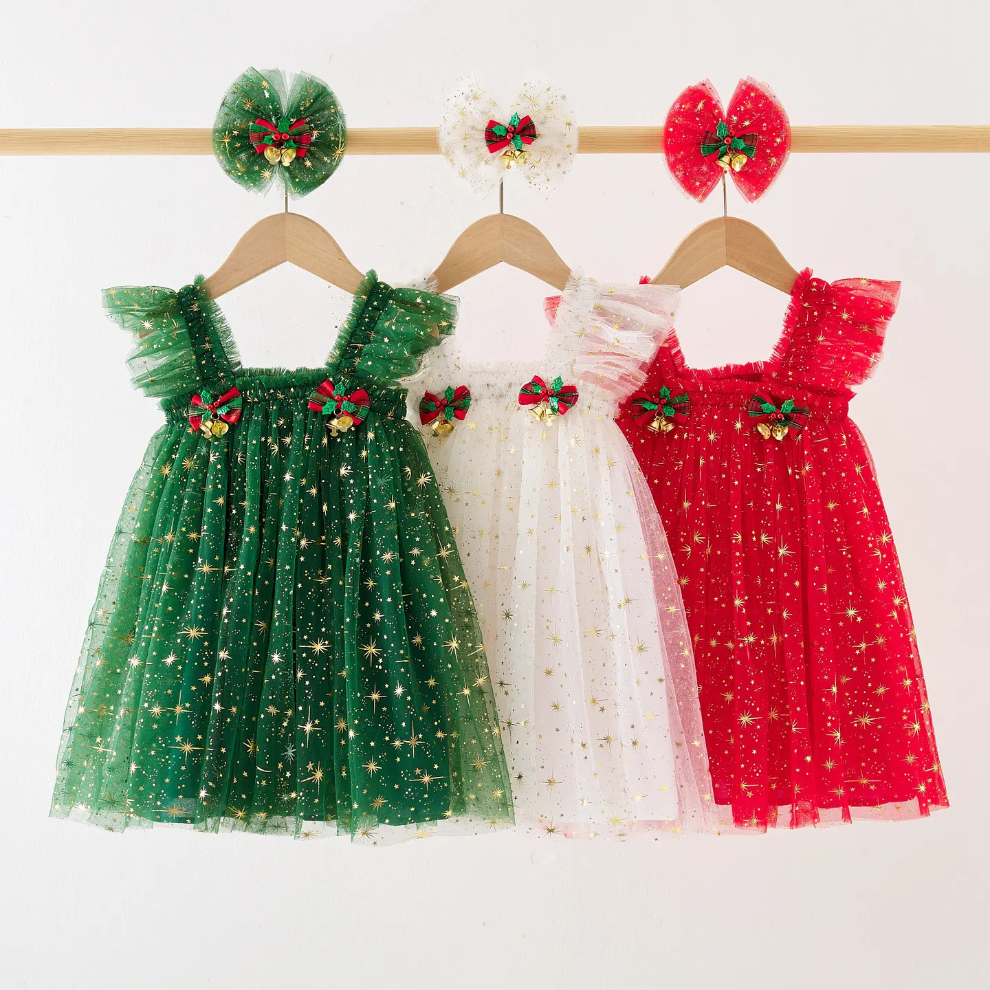 New Christmas Tree Children's Cake Suspender Mesh Dress Sleeveless Baby Kids Dresses for Girls Princess Wedding Party Clothing