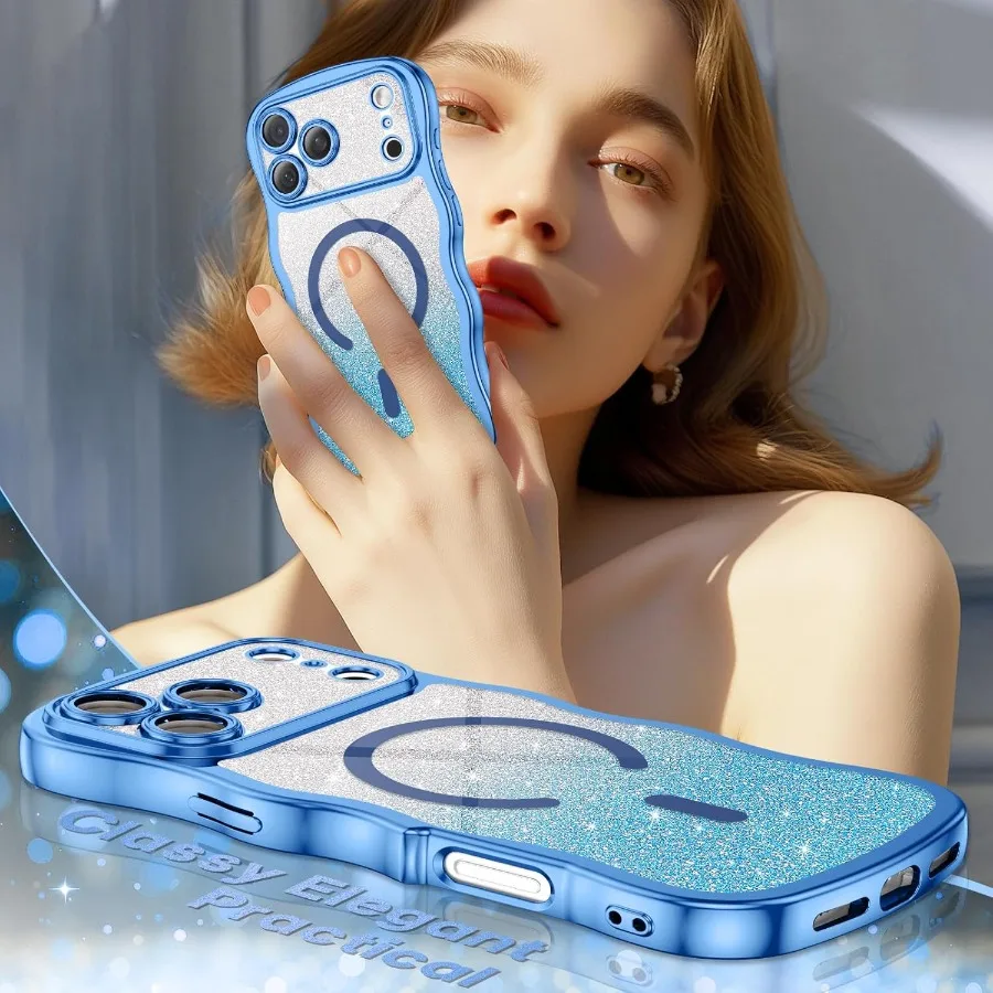 Funda protectora transparente para iPhone 17 Pro Max 6,9 con compatibilidad MagSafe Protección completa de cámara Diseño lindo de marco ondulado