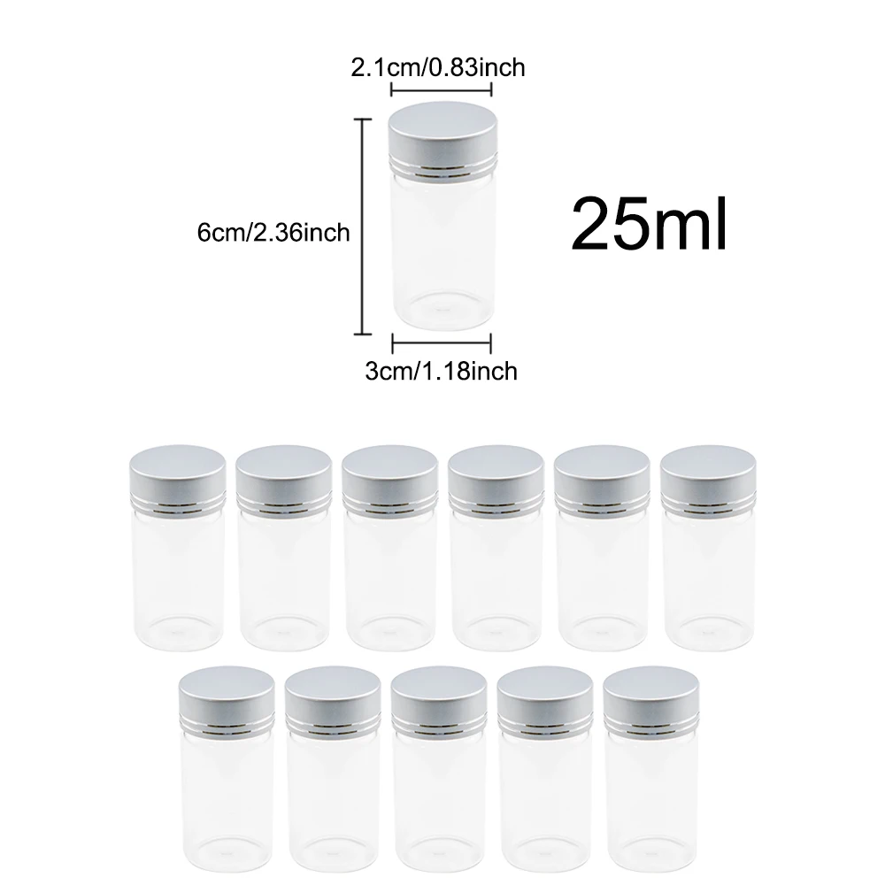 12Pcs 25ml Empty Process Fashion Vials Cosmetics Packing Glass Bottles Reusable Crafts Present Jars Carnival Gifts