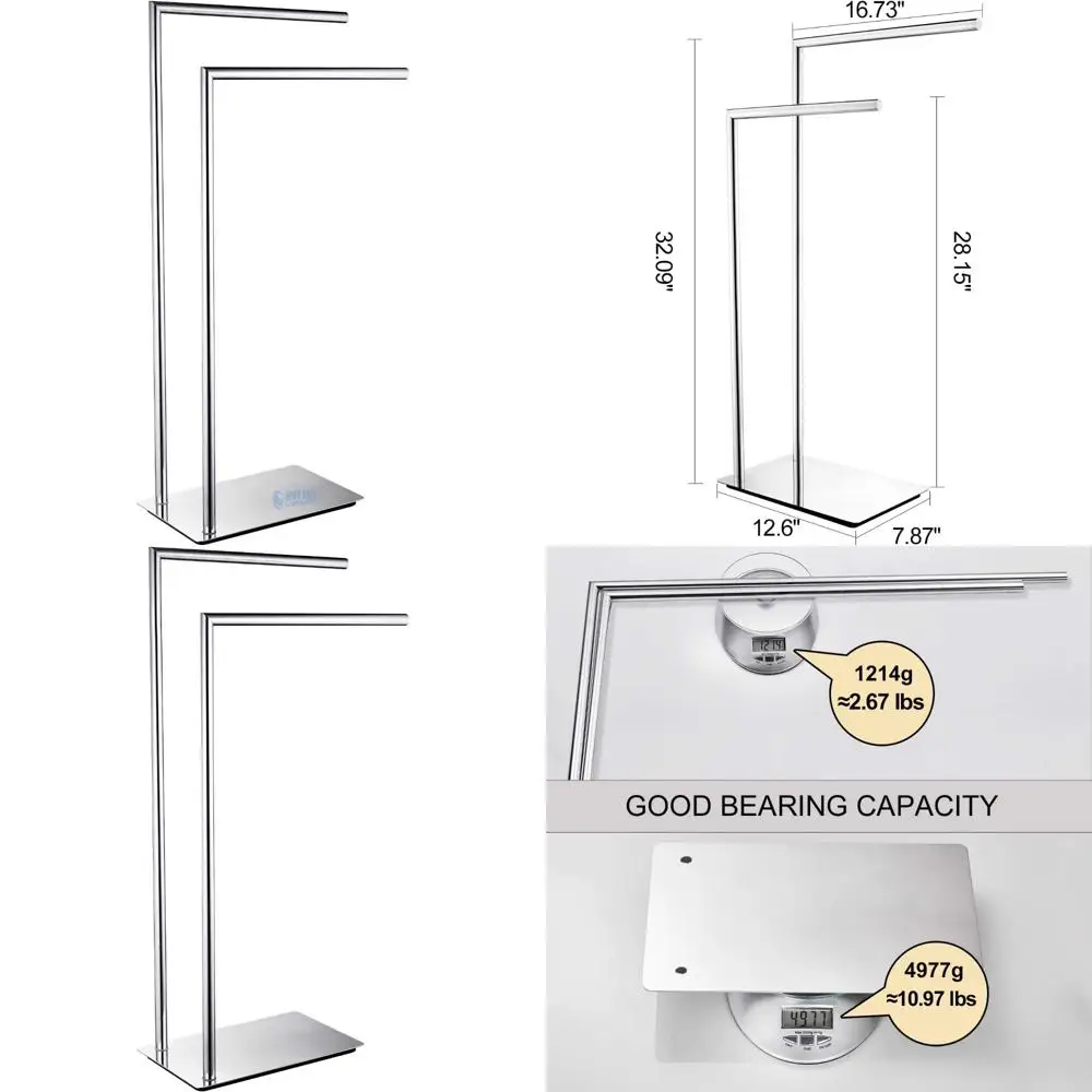 

Напольная двойная вешалка для полотенец, латунная хромированная отделка, аксессуар для ванной комнаты