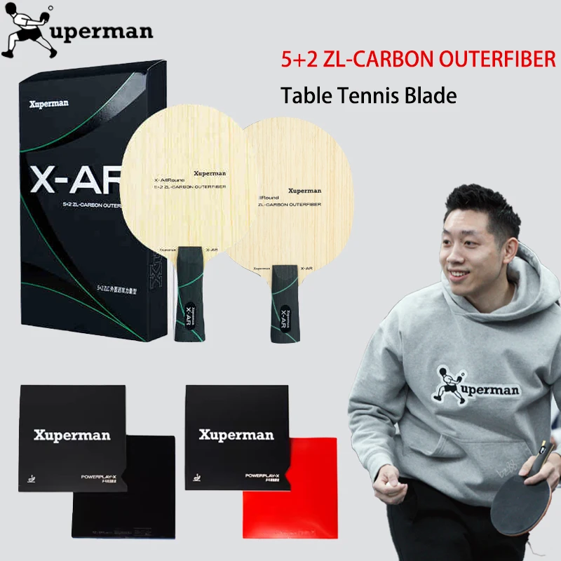 Xuperman Xuxin ภายนอก ZL คาร์บอนใบมีดปิงปอง 7 ชั้นไม้ทั้งหมดคาร์บอนไฟเบอร์ X-AR Pingpong Paddle Fast Attack และ Loop