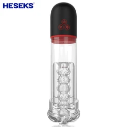 HESEKS 2 in 1 Automatic Penis Pump Vacuum Vibrating Sucking Male Masturbation Cup Penis Enlargement Extender Sex Toys for Men