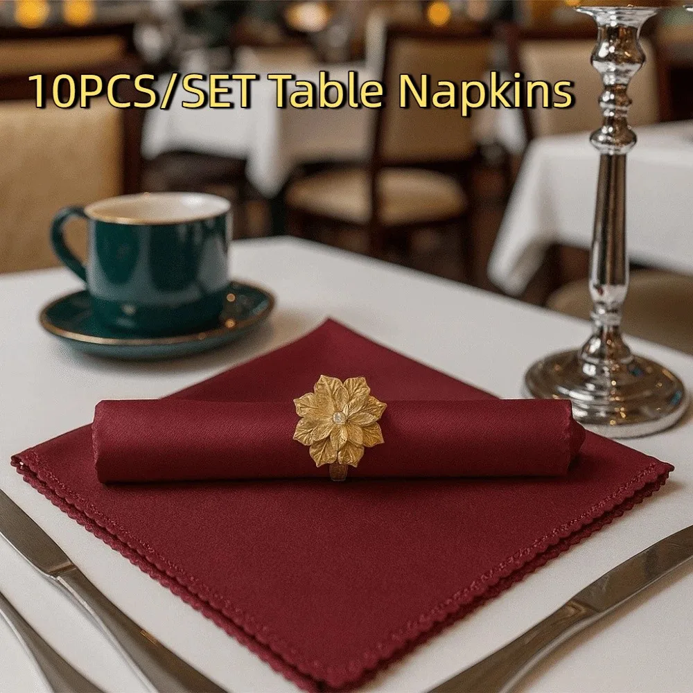 10pcs 30x30cm Table Napkins Washable Smooth Texture Cloth Napkins Reusable Stain-Resistant Dinner Napkins Birthday Celebration