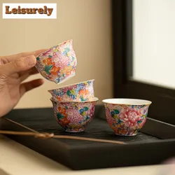 1 Pc Palace Luxury Ceramic Teacup Colour Enamels Flowers Tea Bowl Handmade Tea Cup Tie Guanyin Pu'er Home Porcelain Tea Set 60ml