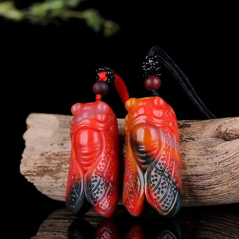 Natural Hetian Colorful Jade Cicada Pendant for Men and Women Blockbuster Joker Pendant Jewelry