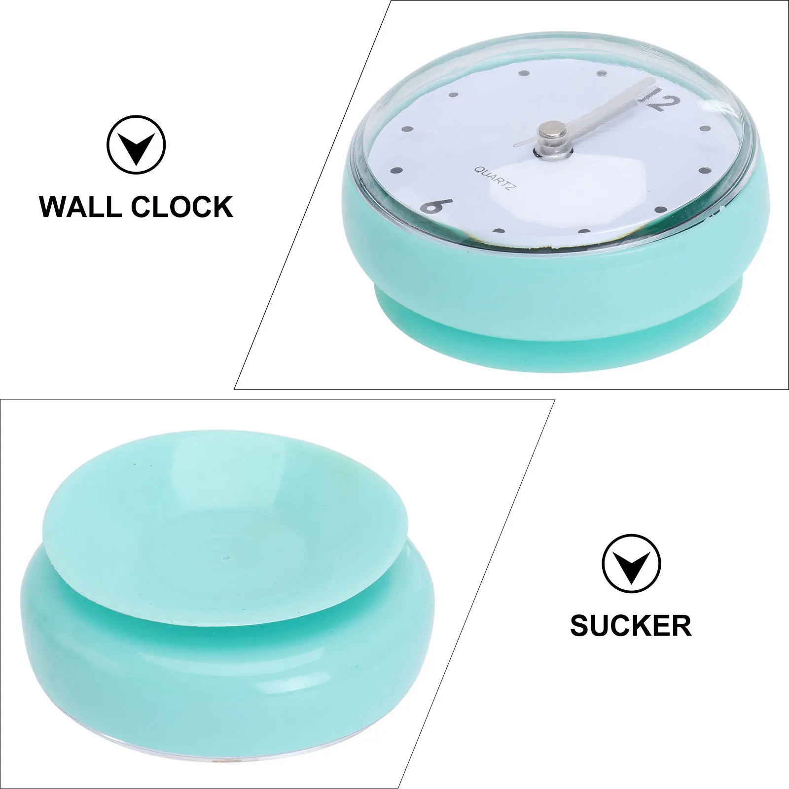 

Sucker Clock Waterproof Anti-Fog Silent Wall Hanging Bathroom Kitchen Heart-Shaped Indoor Abs Pendant Wall Clock Digital Hanging