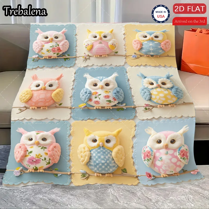 

Flannel Blanket-Soft Lightweight All-season Adorable Owl Print Baby Blanket Soft Cozy for Newborns Kids