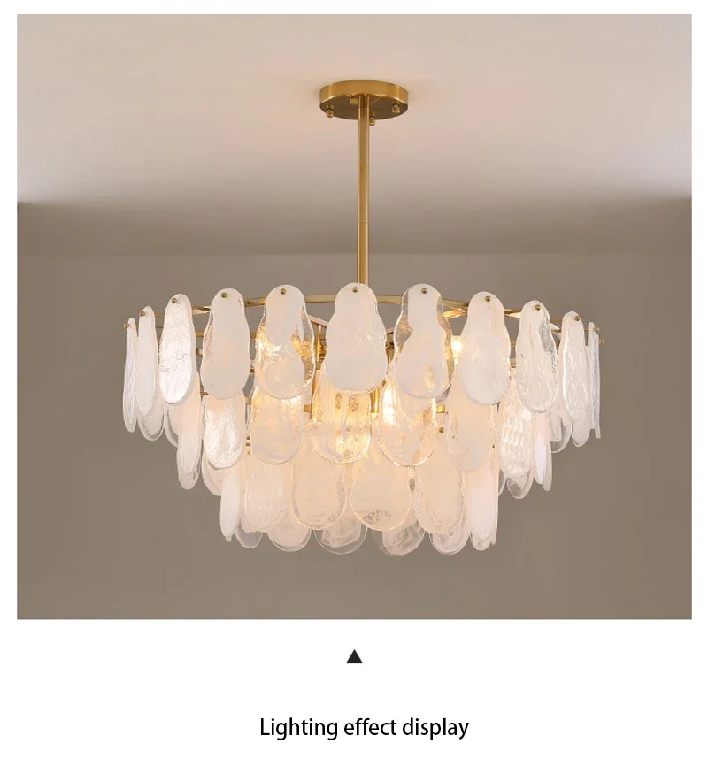 Kronleuchter aus Milchglas, französischer großer abgestufter Kronleuchter, luxuriöse Salondekoration, Wohnzimmer, Schlafzimmer, hängende Esszimmerleuchten – Detail 16