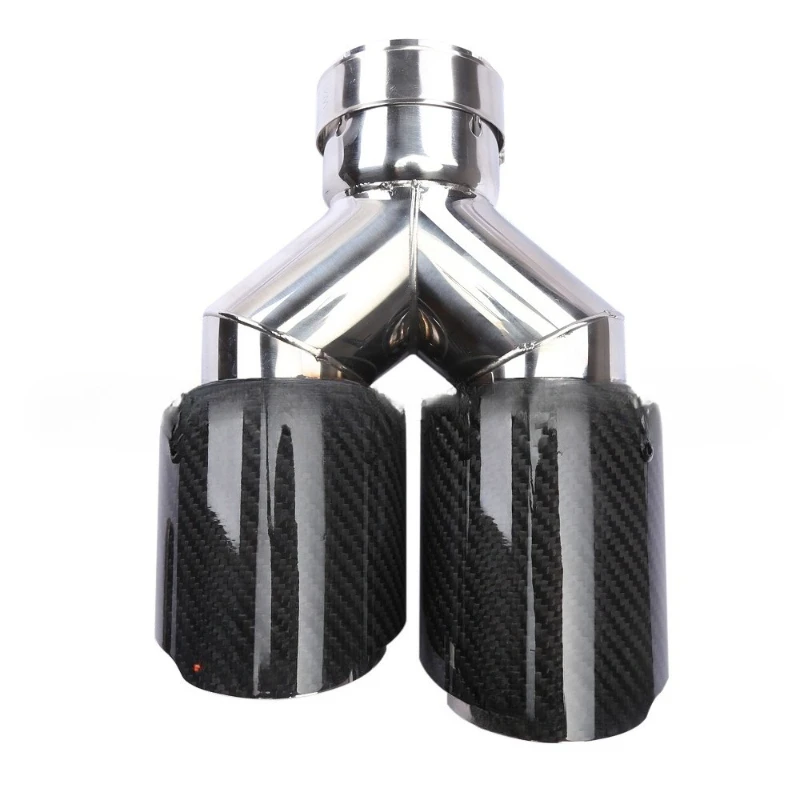 

Cross-border carbon fiber Y-type double exhaust pipe pointed tail nozzle car modification 63-89mmAK real carbon