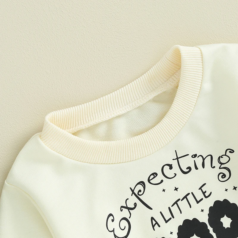 Autumn Sweatshirts for Girls Halloween Long Sleeve Letter Footprint Print Loose Fit Pullover Tops