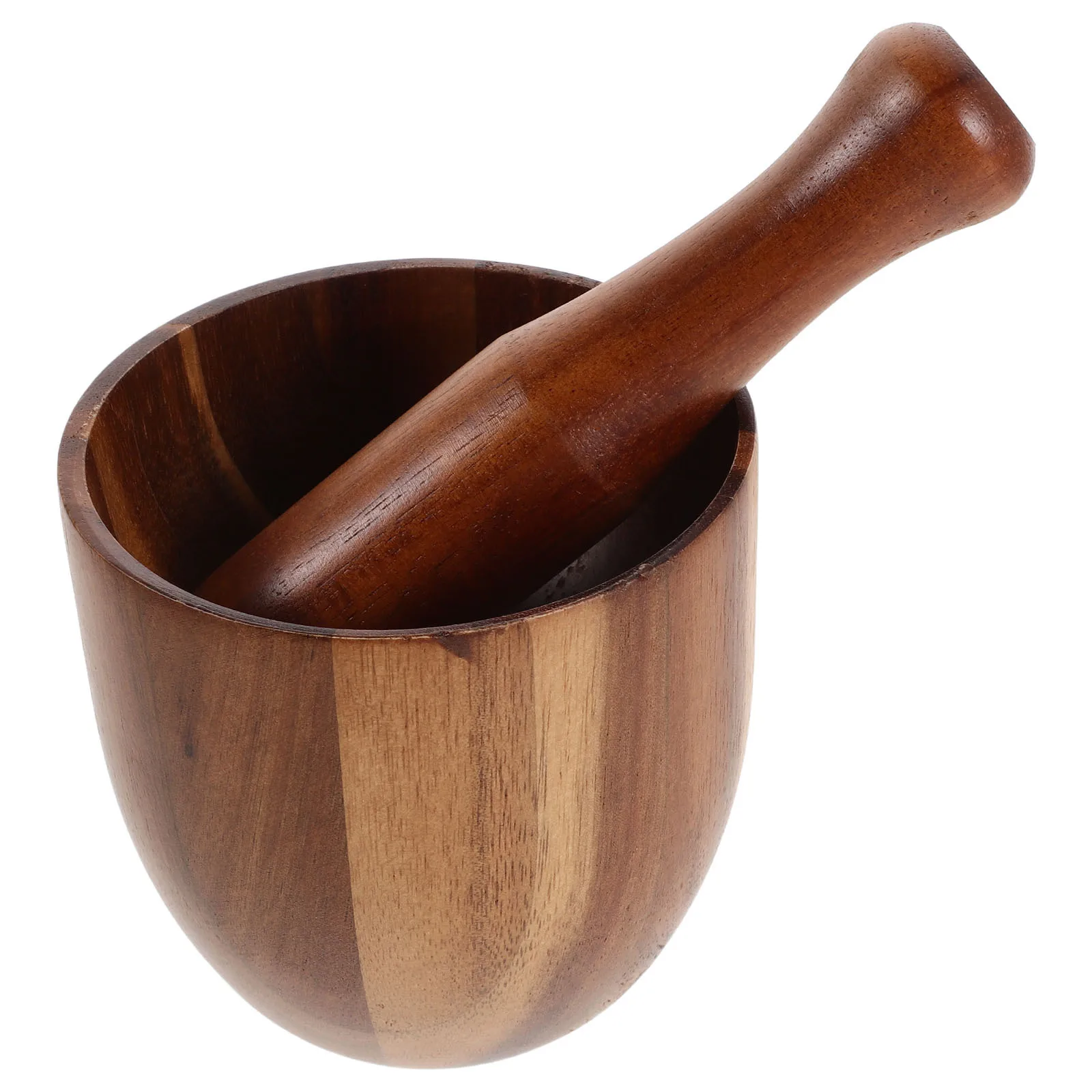 

1Set Wood Mortar and Pestle Set Compact Acacia Garlic Grinder Bowl Manual Spice Crushing Tool Kitchen Essentials for Garlic