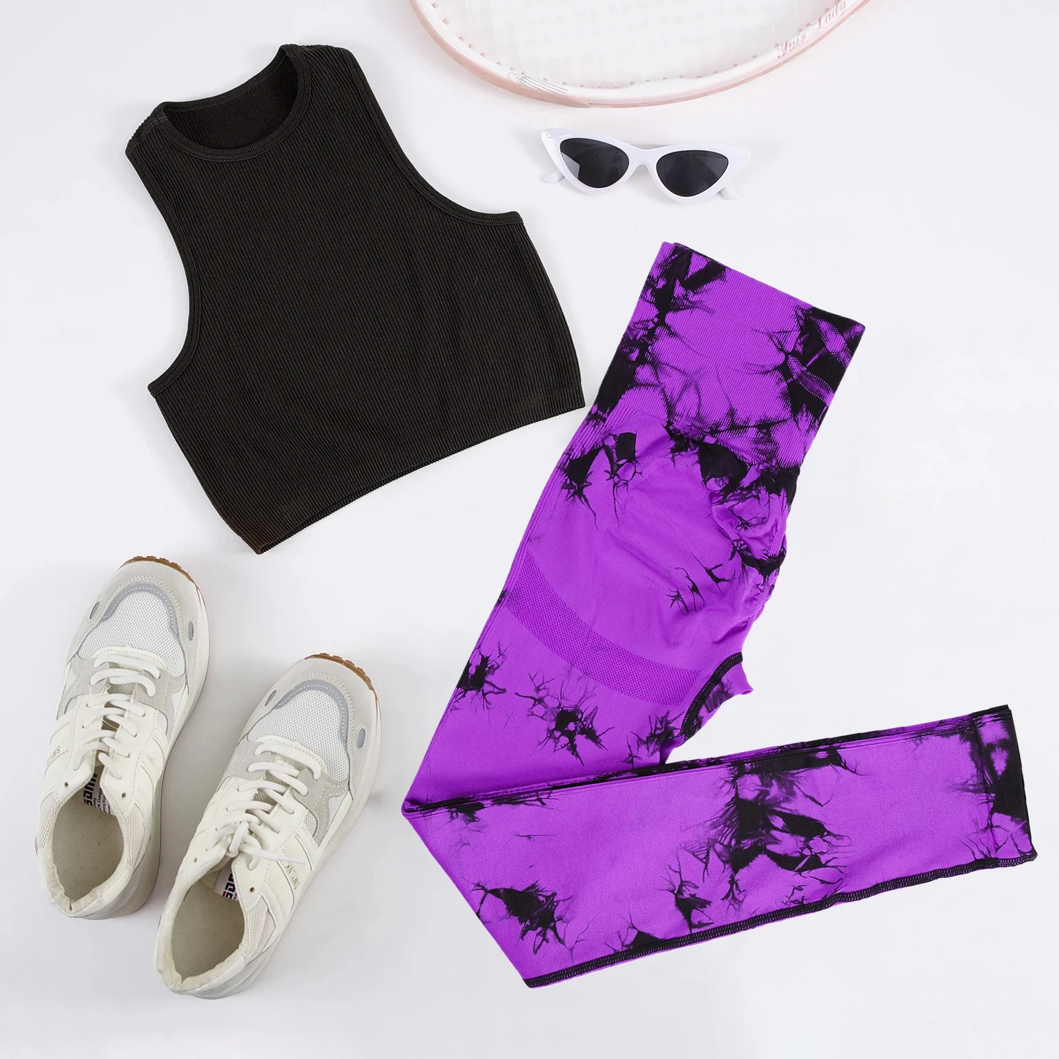 NORMOV Tie Dyeing Yoga Set Women Seamless Gym Sets Womens Outfits High Waist Female Sports Set Push Up Workout Set Ladies