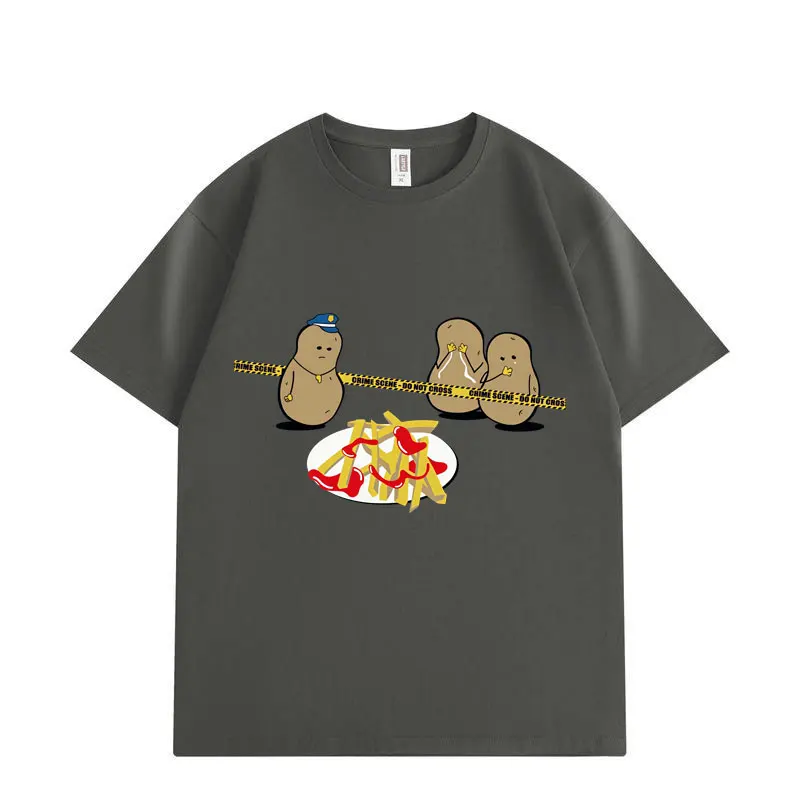 Potato Murder Funny Meme T-shirt High Quality Fashion Short Sleeve T-shirts Men Women Casual Loose Cotton T Shirts Streetwear