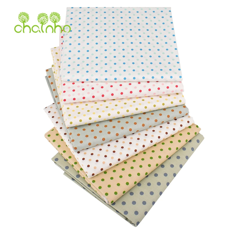 Chainho,Printed Twill Weave Cotton Fabric,Patchwork Cloth,DIY Sewing Quilting Material,Dot Series,2 Specification,CC272