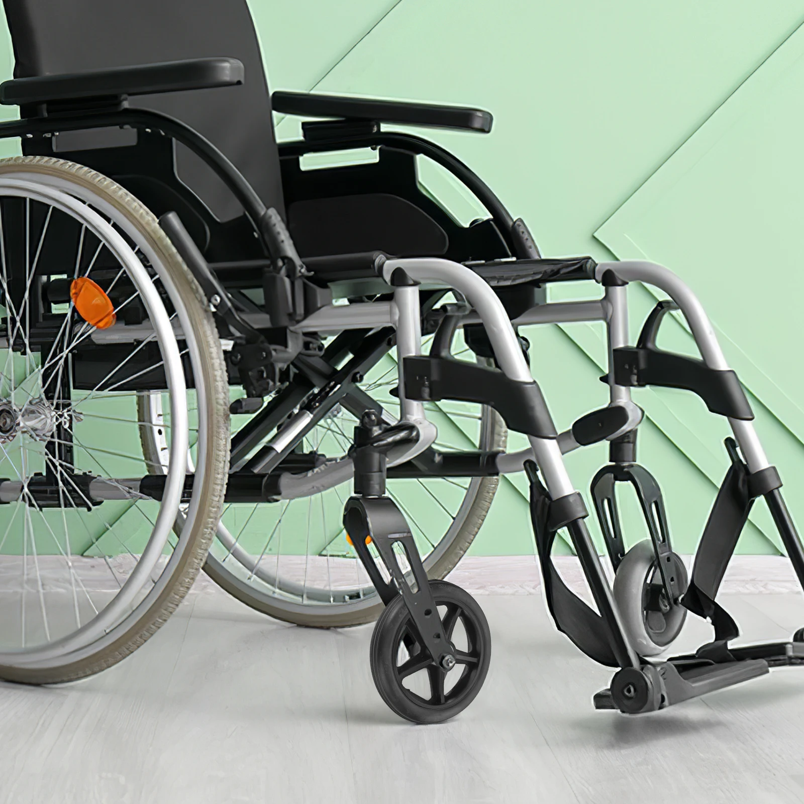 

2 Pcs Inch Black Wheelchair Front Wheels Replacement Walker Smooth Stable Non Skid Strong Wheel For Wheelchair Easy