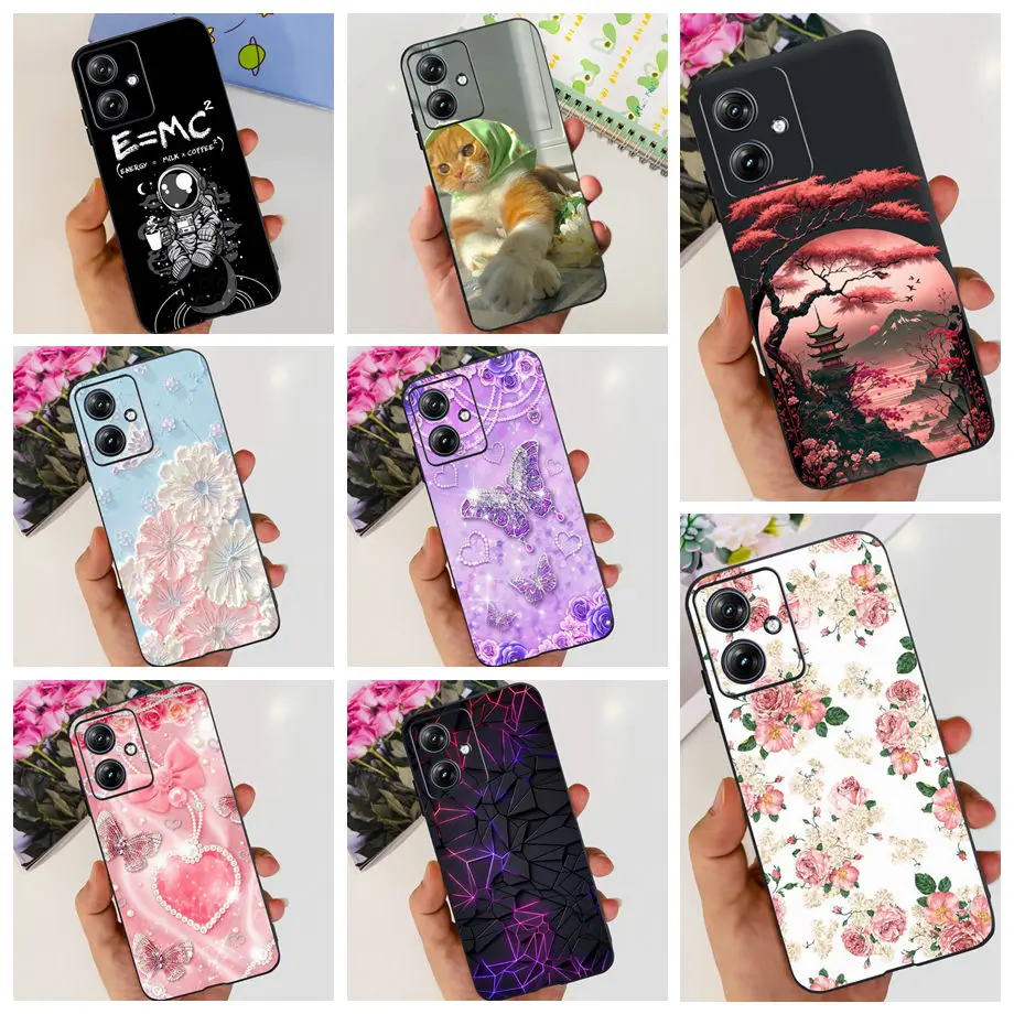 For Motorola Moto G50 5G G51 G52 G53 G54 Back Case Soft Silicone Transparen Bumper With Flower Butterfly Print Phone Coque Capa