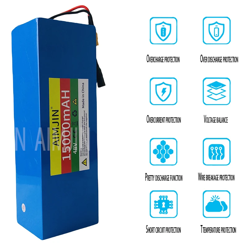 

13S4P Original battery power model 48V 15000Ah 18650 lithium-ion battery pack 48V 15ah XT60+DC plug