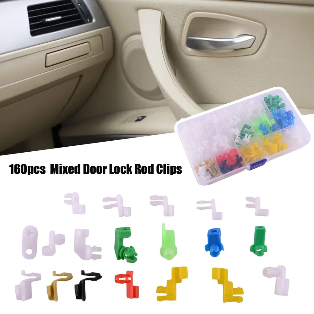 

160pcs Car Mixed Clamp Side Fastener Car Door Lock Rod Fasteners Car Buckle Retainers Clip Auto Interior Accessories