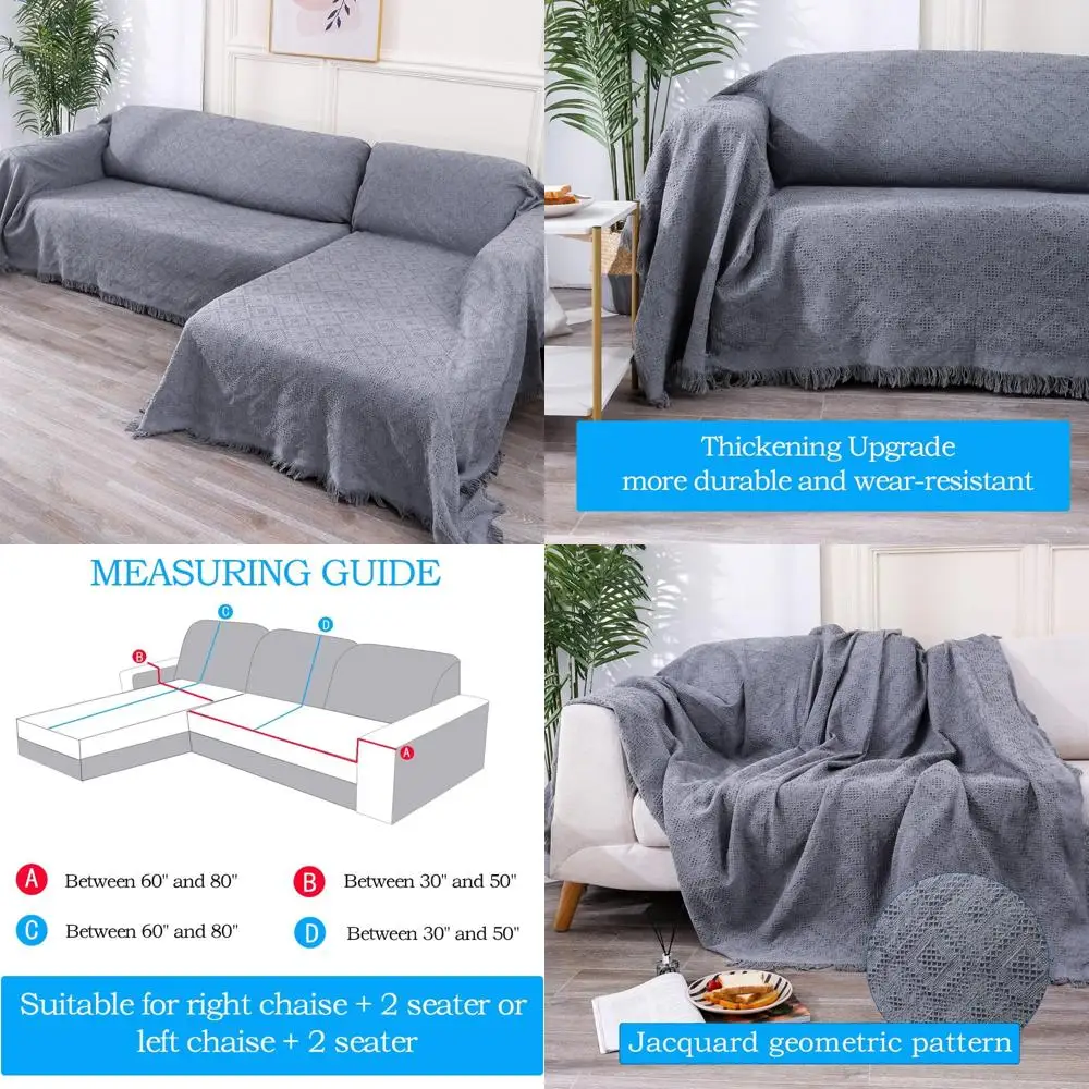 

Большие L-образные чехлы для секционных диванов, набор чехлов для диванов из 2 предметов для больших секционных диванов с шезлонгом, защитные чехлы для мебели