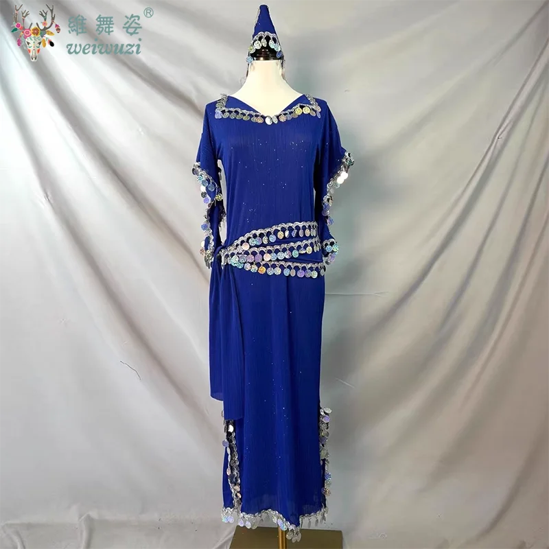 زي أداء الرقص الشرقي رداء ترتر + عقال + وشاح الورك 3 قطعة ملابس مسابقة الرقص الشرقي للبالغين والأطفال