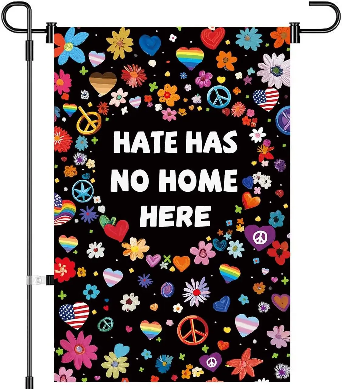 12x18 inch Hate Has No Home Here Garden Flags Pride Garden Flag Double Sided Polyester LGBTQ Community Gay Lesbian Burlap Ya PPZ