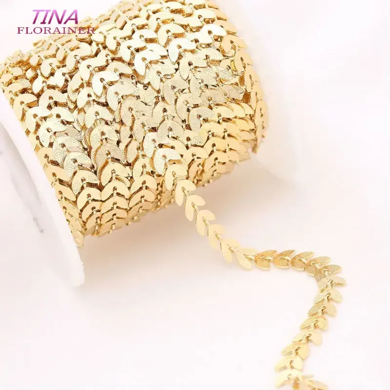 Supplies For Jewelry 14k Real Gold Plated Hollow Leaf  Leaves Chain  DIY Bracelets Necklace Earrings Making Jewelry Findings