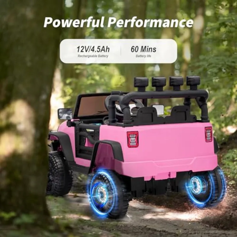 乗用玩具 12V 電動カー リモコン付き LEDライト - ライトピンク
