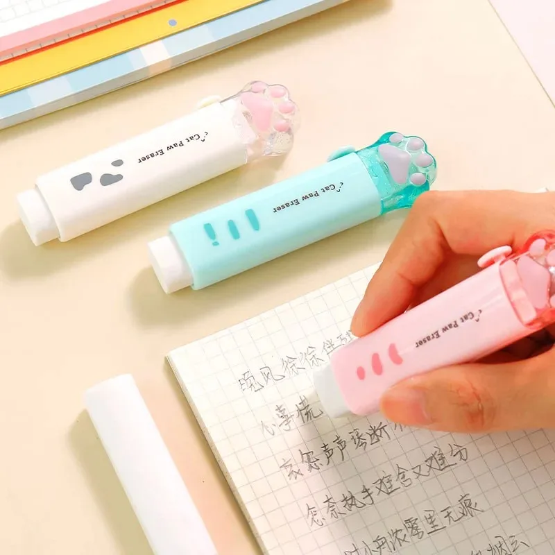 1pc Kawaii Push-pull Design Cat Paw Portable Rubber Eraser Cute Erasers for Kids School Office Supplies Japanese Stationery