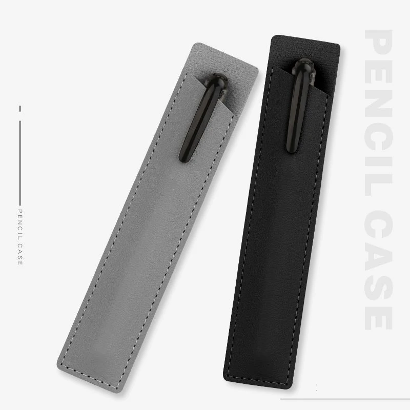 PU Leather Stationery Pen Storage Bag Solid Color Pencil Case Ballpoint Pen Case Scratch-Resistant Solid Color Pen Pouch 1pcs