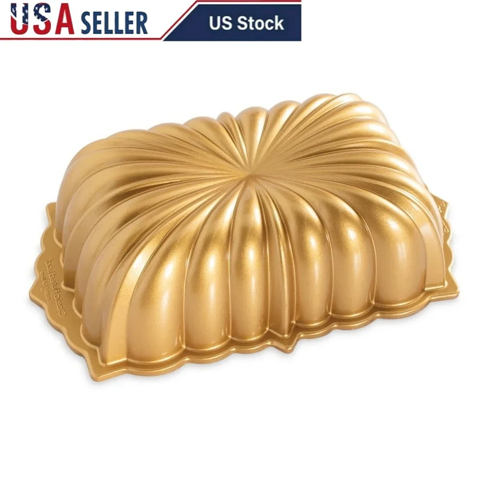 

Classic Fluted Loaf Pan 6-Cup Durable Cast Aluminum PFOA-Free Nonstick Baking Mold Quick Breads Cakes Starburst Design