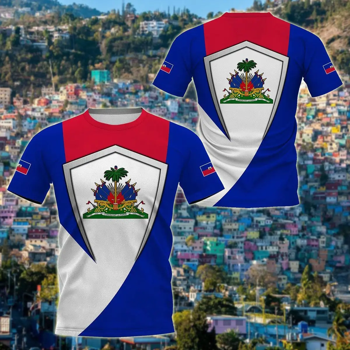 Customized Summer Casual Haiti Flag Graphic T-shirts Men's Fashion E-Sports Jersey Soft Short Sleeve Tops Fast Dry Sportswear