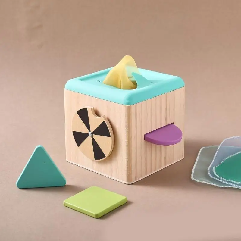 유아 참여 l8RB를위한 티슈 박스 활동 장난감 대화식 학습 장난감 퍼즐 상자