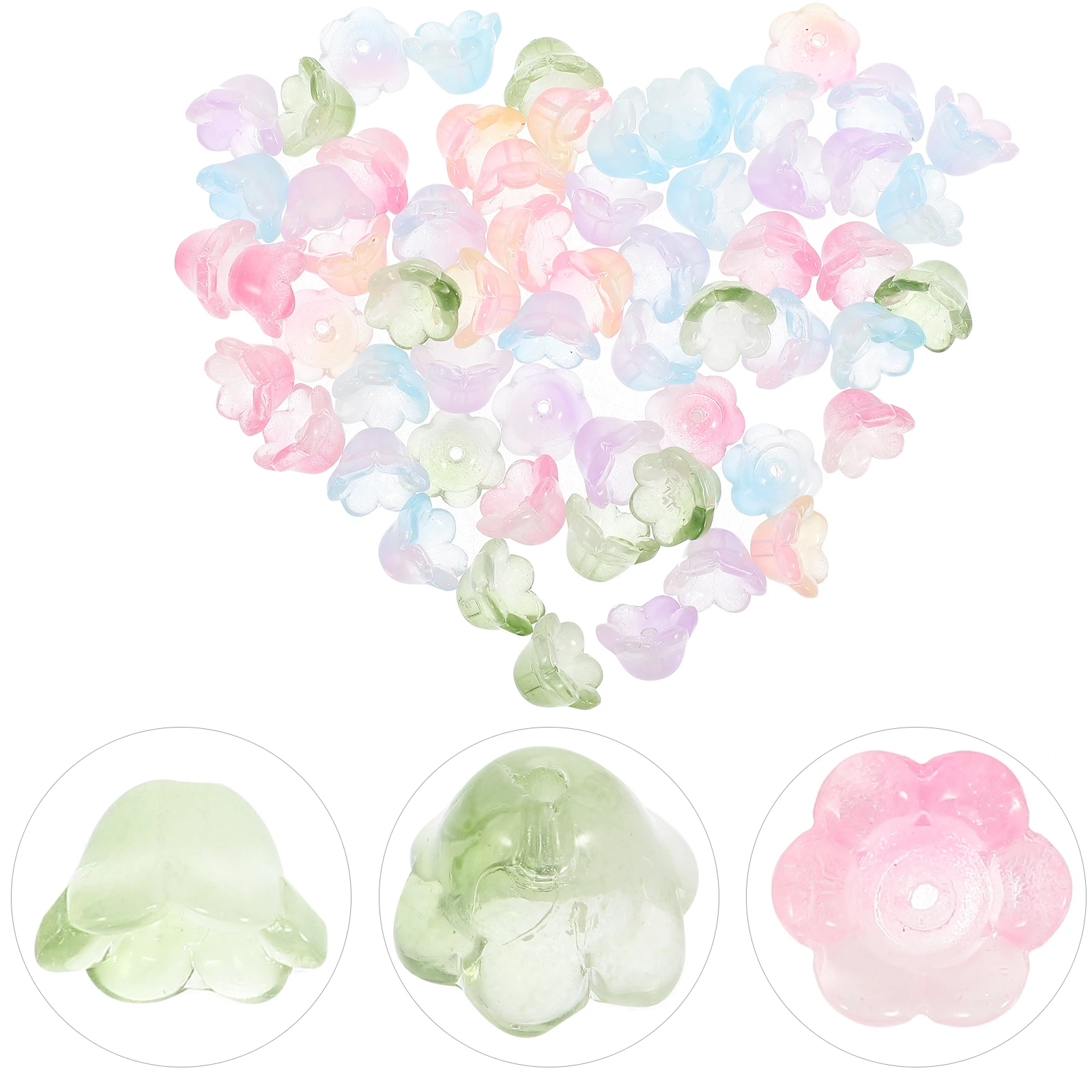

60Pcs Glaze Flower Beads Flower Charm Pendants For Jewelry Craft Making Necklace Earrings Hair Accessories