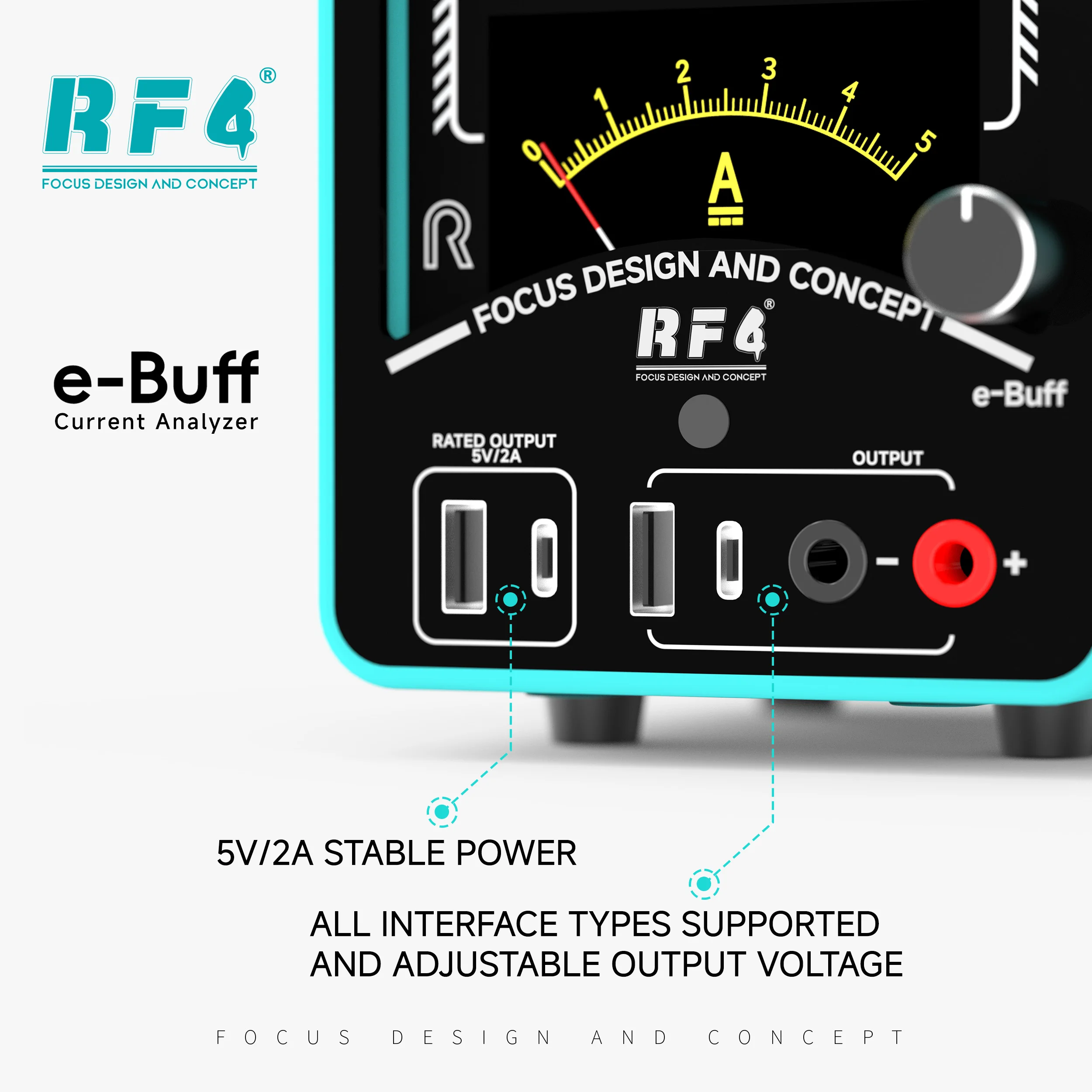 RF4 E-Buff current analyzer, dual screen waveform ammeter for mobile phone maintenance, current short circuit fault detector