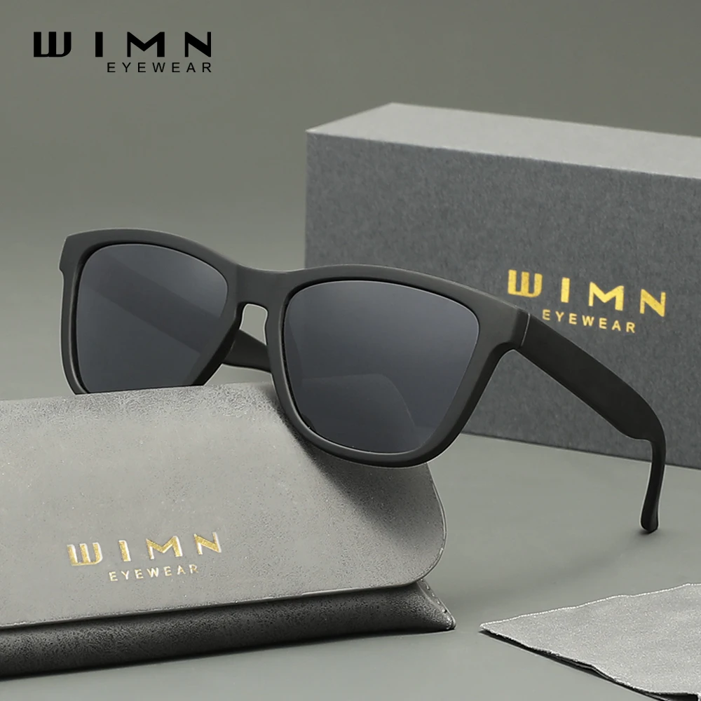 

WIMN Vintage Fashion Sunglasses For Men Driving Fishing Glasses Black Frame Square Lens Polarized UV400 Trendy Classic Eyewear