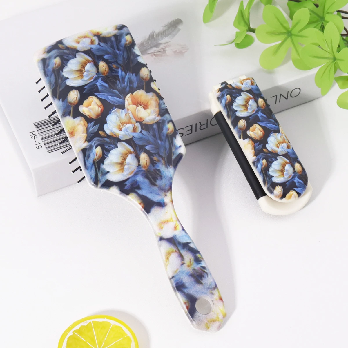

Two piece flower comb set - nylon bristles, comfortable grip, hair care, smooth hair, anti-static,Special for real hair wigs