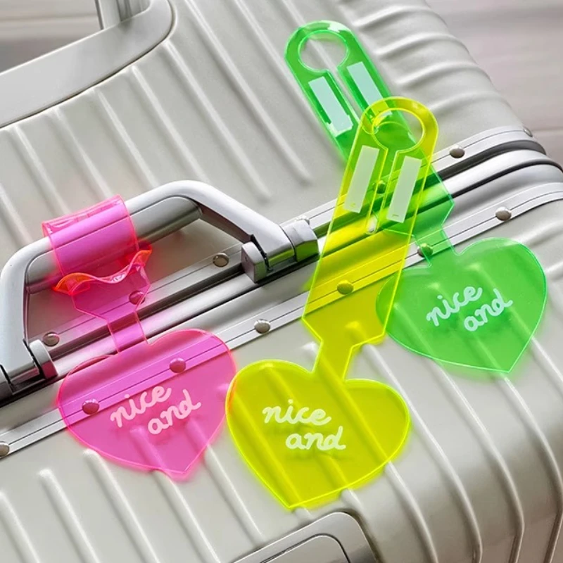 

Soft Cute Luggage Tag Heart Travel Tags Suitcase Name Tag Transparent Luggage Tags Travel Labels Men Women Travel Accessories