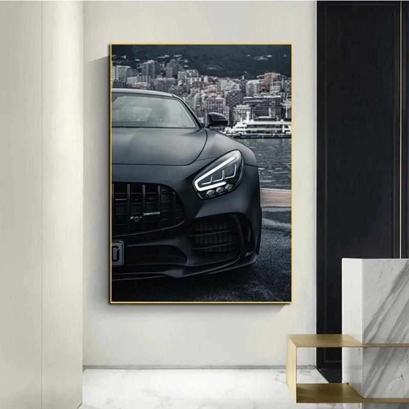 Modern Mercedes Benz Amg Gt 63 Black Cool Car Canvas Wall Art Living Room Home Decoration Print