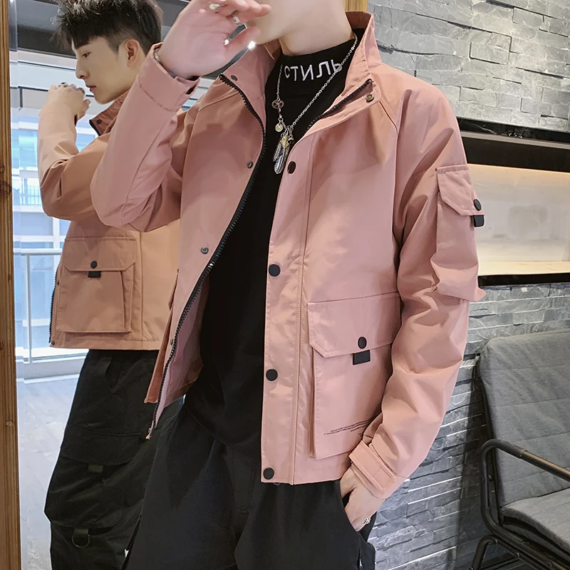 New Arrival Men's Casual Jackets 2025 Spring Autumn Solid Color Bomber Coat Youth Slim Fit Stand Collar Windproof Tops Clothing