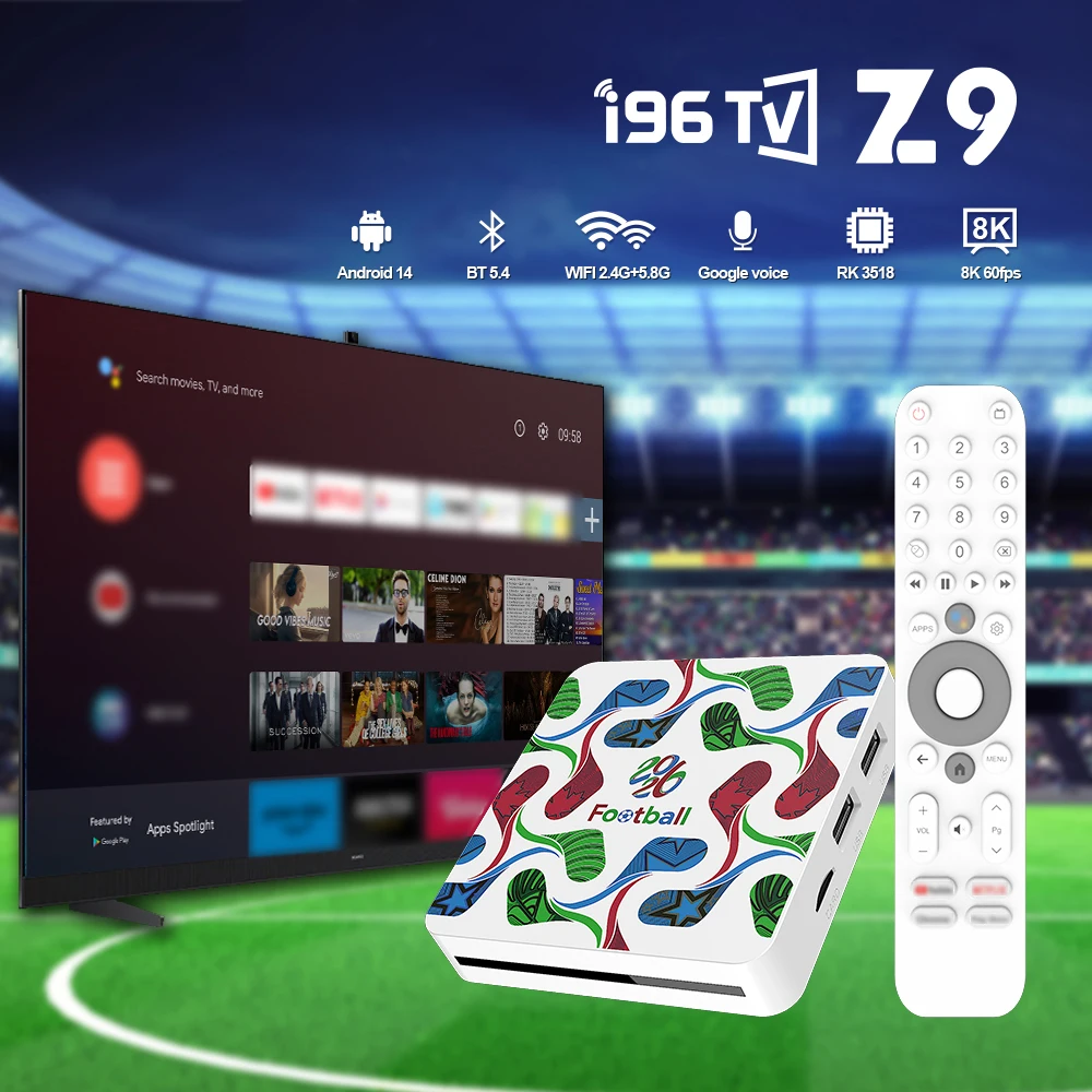 Velec Android 14 Smart TV Box 2+16GB 4K con Control Remoto por Voz, BT5.4, WiFi Dual, Reproductor Multimedia Compatible con Netflix, YouTube, TV Stick